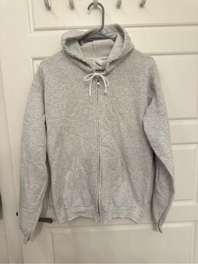 Hanes Light Gray Full-Zip Hooded Sweater